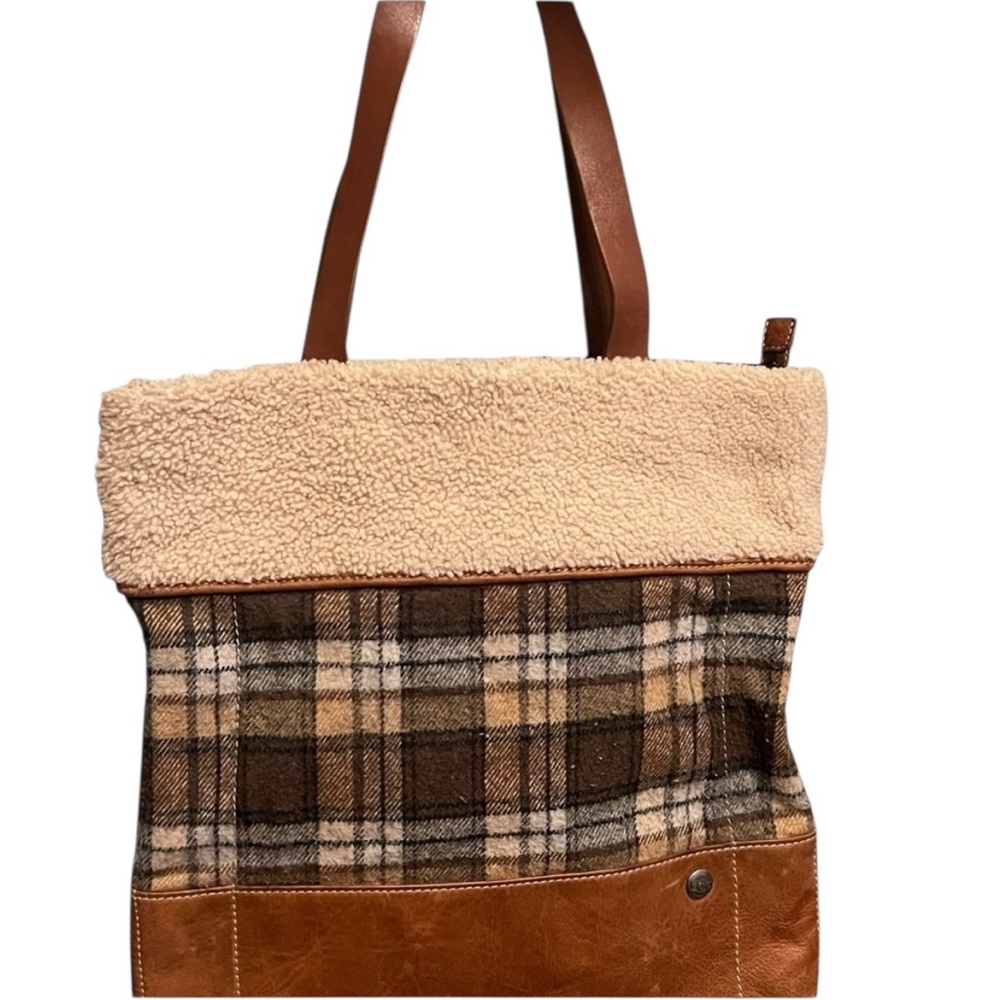 UGG Brown, Cream, Blue Plaid Tote Purse Handbag